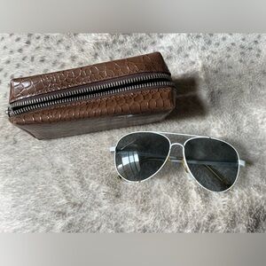 Michael Kors White and Gold Aviator Sunglasses